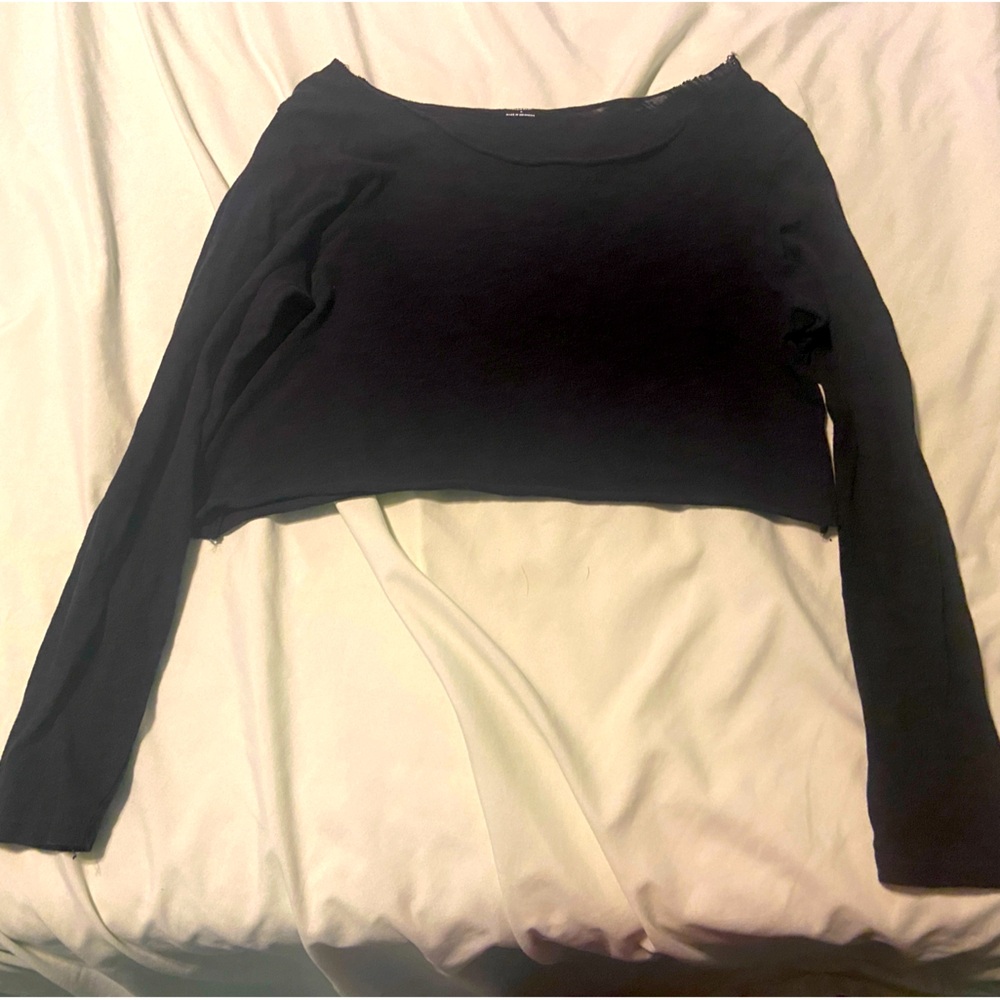 CUSTOM ONE OF A KIND Off The Shoulder, Cropped, Black, Long Sleeve 90s y2k Top